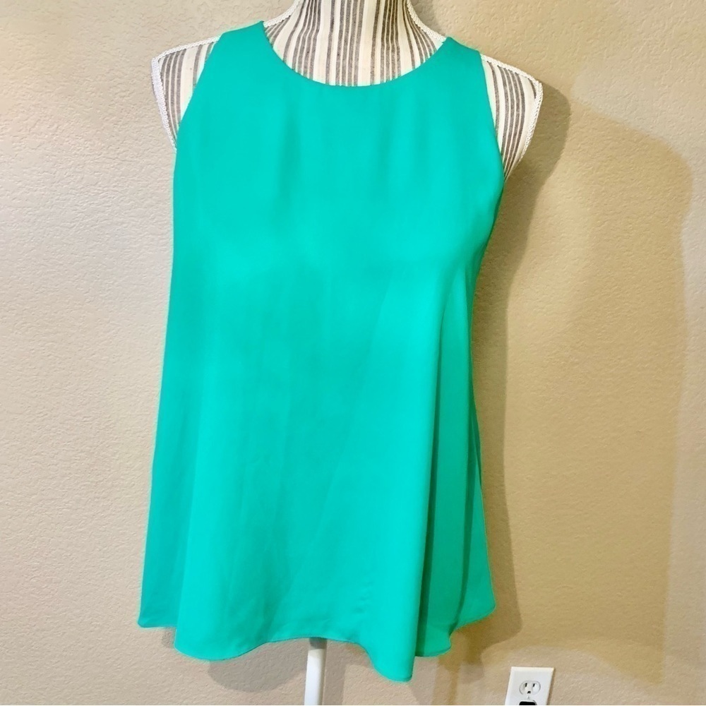Alice Collection Dressy Tank Small Jade Green Sleeveless Flowy Lined KeyholeBack